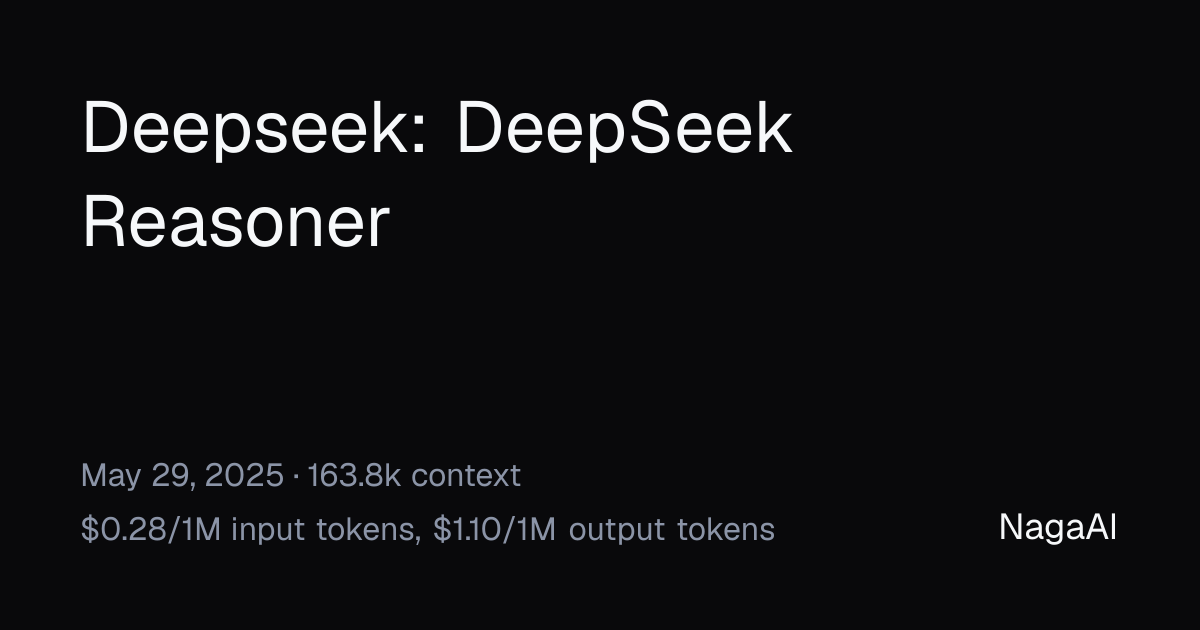 DeepSeek Reasoner API Provider | NagaAI