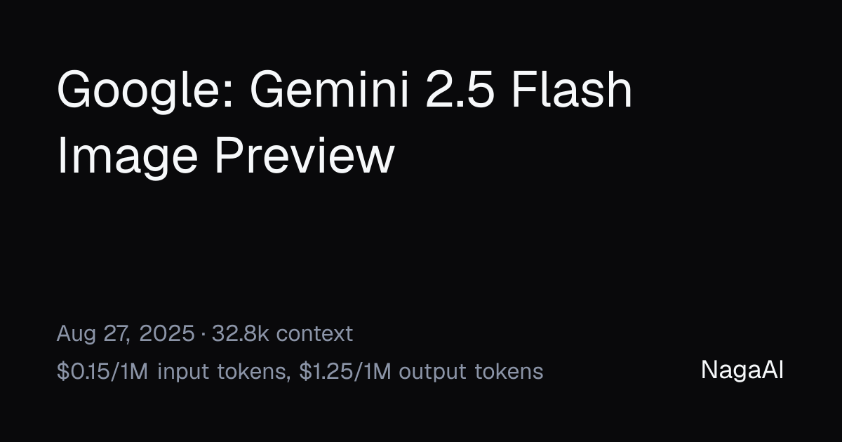 Gemini 2.5 Flash Image Preview API Provider | NagaAI