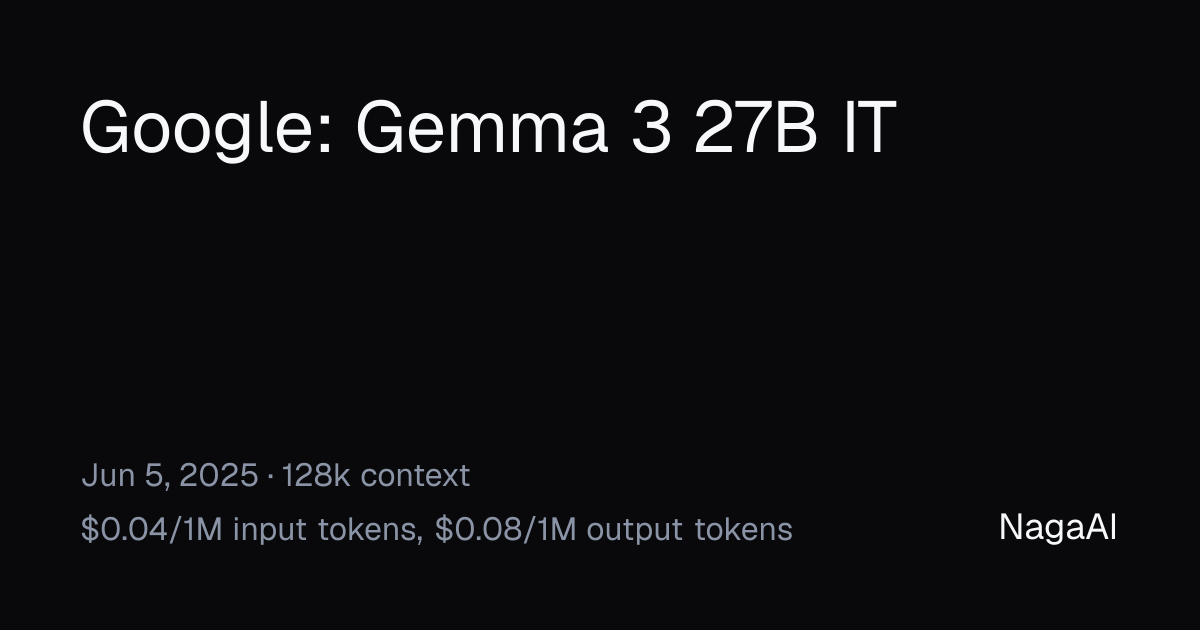Gemma 3 27B IT API Provider | NagaAI