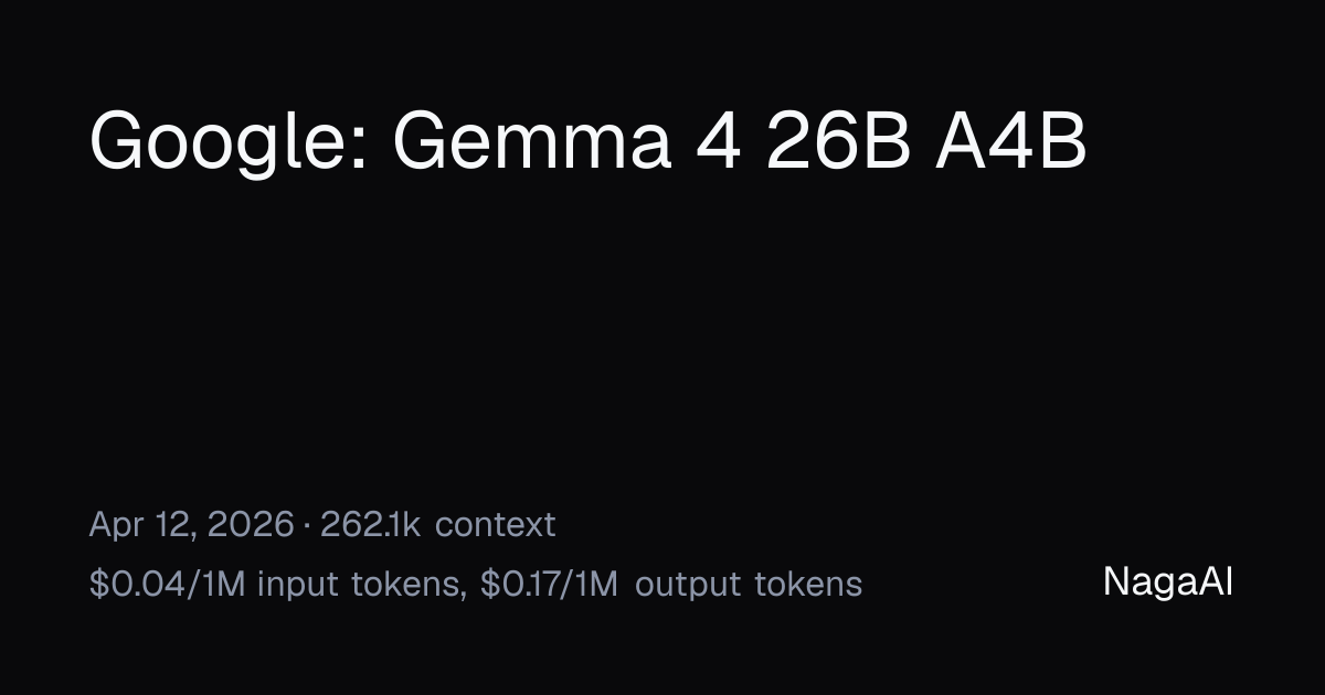 Gemma 4 26B A4B API Provider | NagaAI