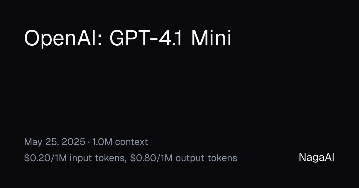 GPT-4.1 Mini API Provider | NagaAI