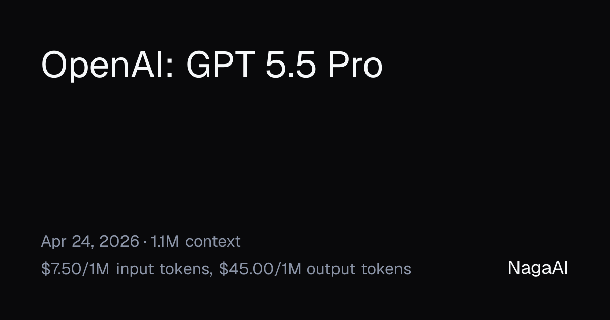 GPT 5.5 Pro API Provider | NagaAI