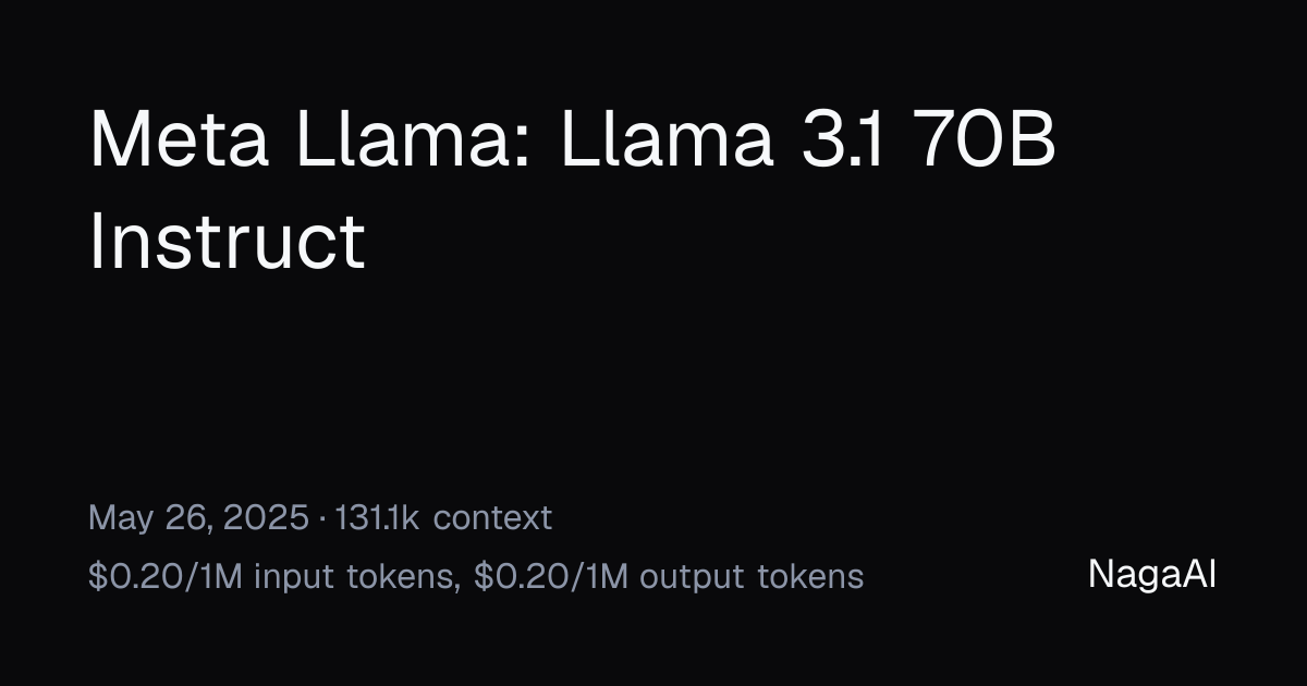 Llama 3.1 70B Instruct API Provider | NagaAI
