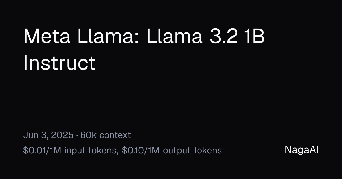 Llama 3.2 1B Instruct API Provider | NagaAI