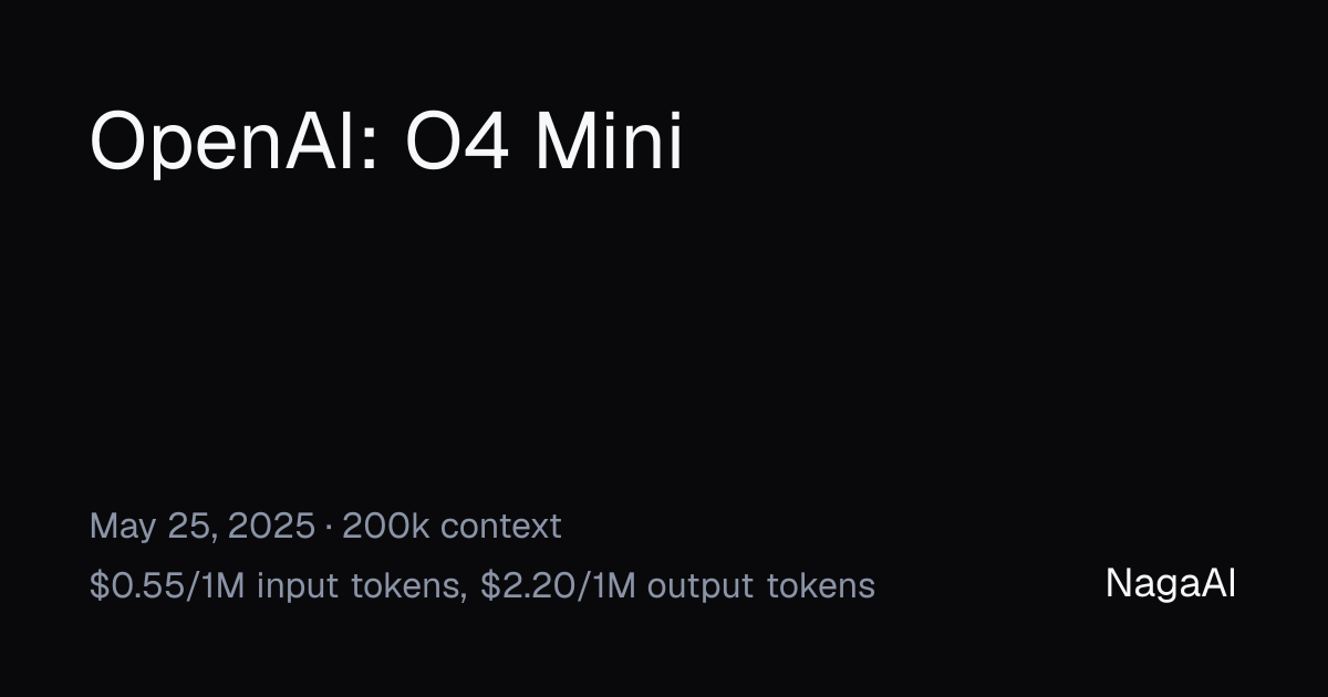 O4 Mini API Provider | NagaAI