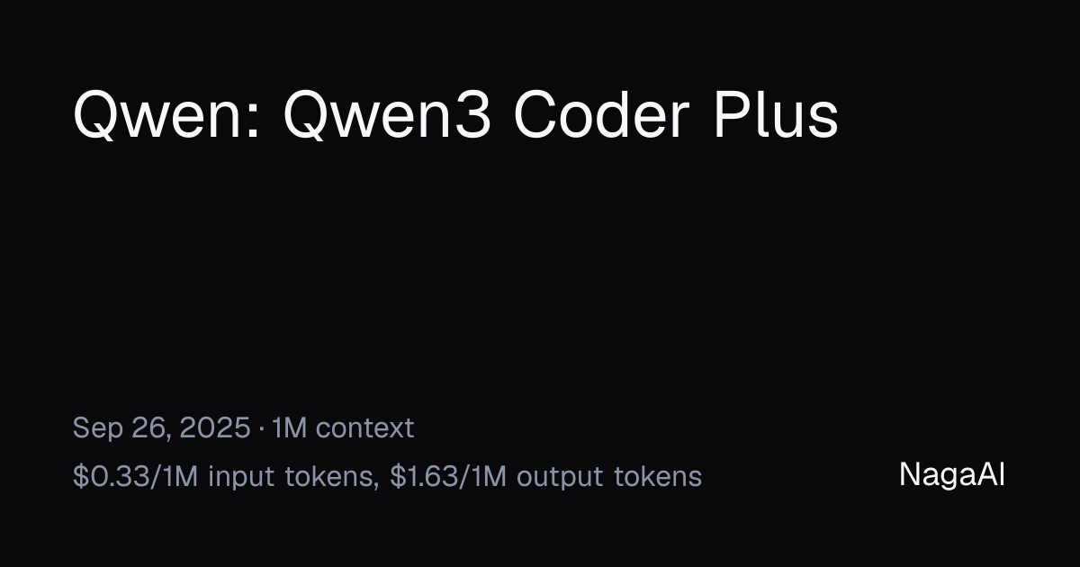 Qwen3 Coder Plus API Provider | NagaAI