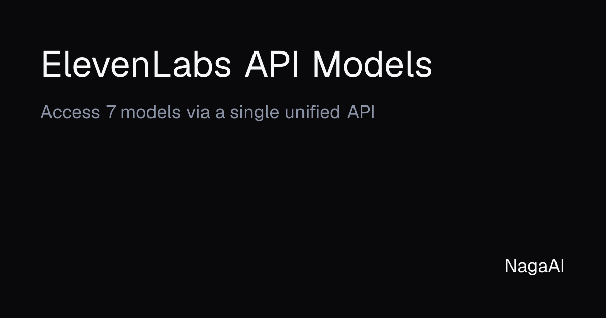 ElevenLabs Models API Provider | NagaAI